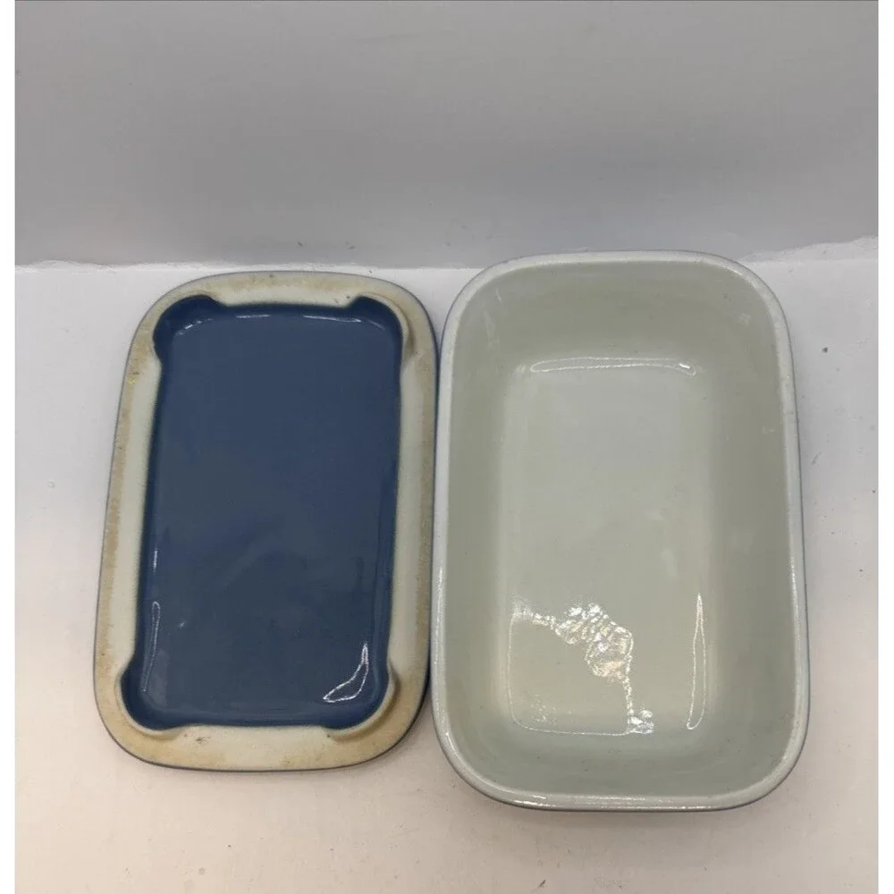 Vintage Hall Blue Covered Casserole Refrigerator Dish Art Deco Numbered